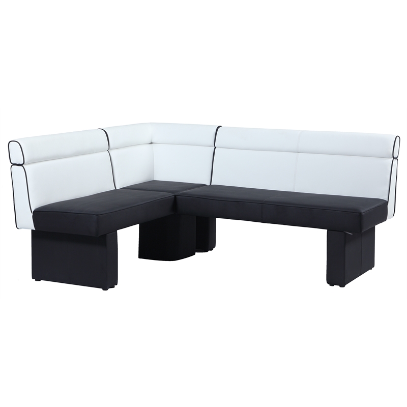 Milan Nara 2-Tone White/Black Faux Leather Upholstered Reversible Nook