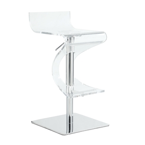milan clear pneumatic-adjustable stool with acrylic seat and chrome pedestal