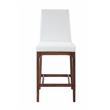 Milan Rosa Walnut Veneer/White Faux Leather Counter Stool w/ Solid Wood Base
