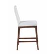 Milan Rosa Walnut Veneer/White Faux Leather Counter Stool w/ Solid Wood Base