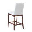 Milan Rosa Walnut Veneer/White Faux Leather Counter Stool w/ Solid Wood Base