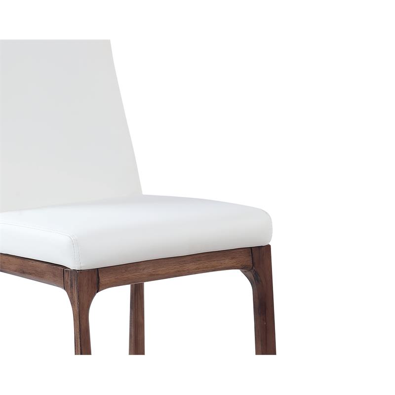 Milan Rosa Walnut Veneer/White Faux Leather Counter Stool w/ Solid Wood Base