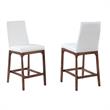 Milan Rosa Walnut Veneer/White Faux Leather Counter Stool w/ Solid Wood Base