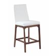 Milan Rosa Walnut Veneer/White Faux Leather Counter Stool w/ Solid Wood Base