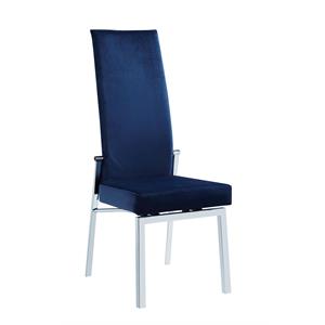 milan anastasia blue fabric motion back side chair with chrome frame (set of 2)