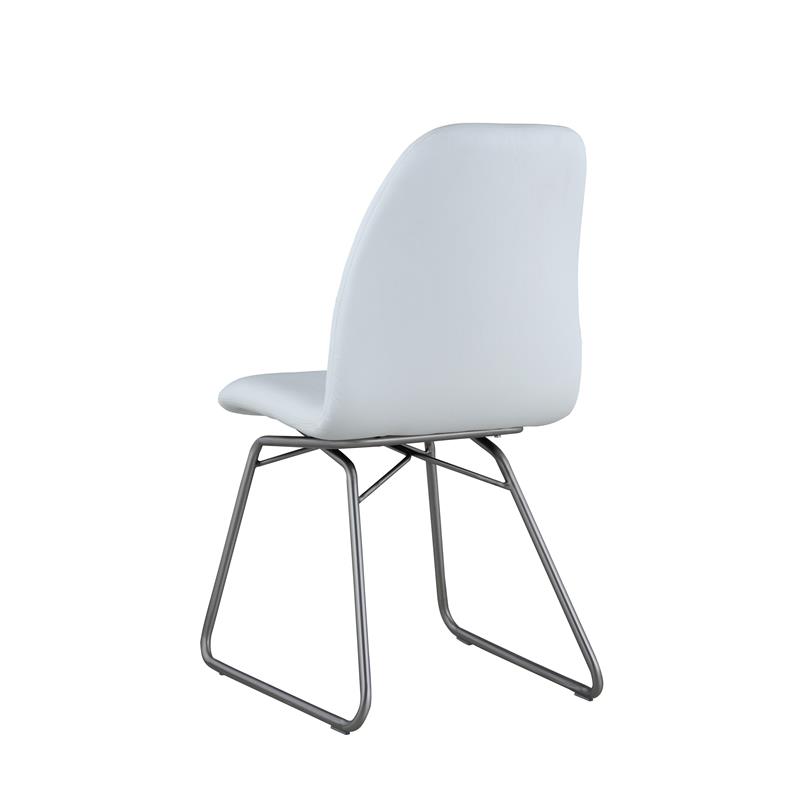 Milan Amy White Air Faux Leather Curved-Back Side Chair w/ Sled Base (Set of 2)