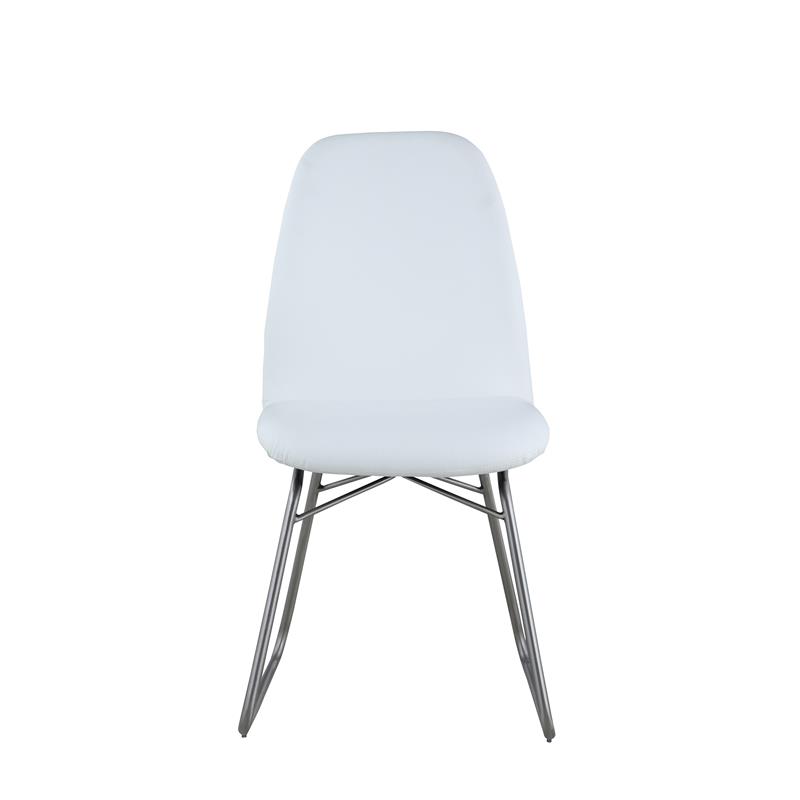 Milan Amy White Air Faux Leather Curved-Back Side Chair w/ Sled Base (Set of 2)