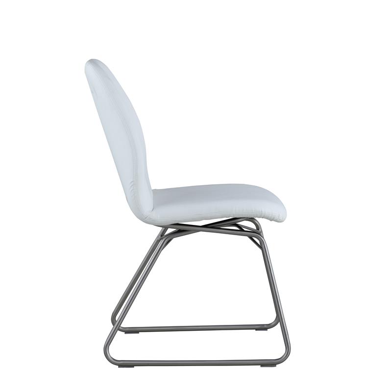 Milan Amy White Air Faux Leather Curved-Back Side Chair w/ Sled Base (Set of 2)