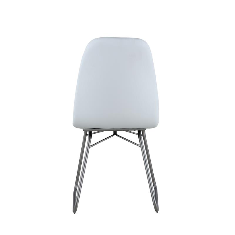 Milan Amy White Air Faux Leather Curved-Back Side Chair w/ Sled Base (Set of 2)