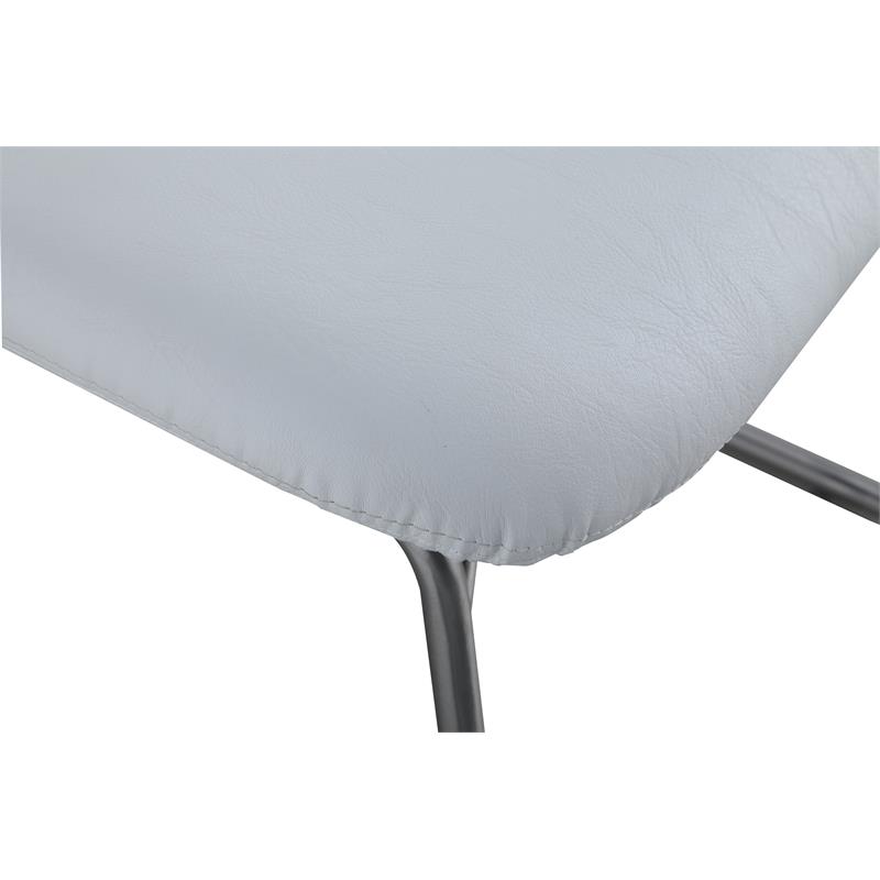 Milan Amy White Air Faux Leather Curved-Back Side Chair w/ Sled Base (Set of 2)