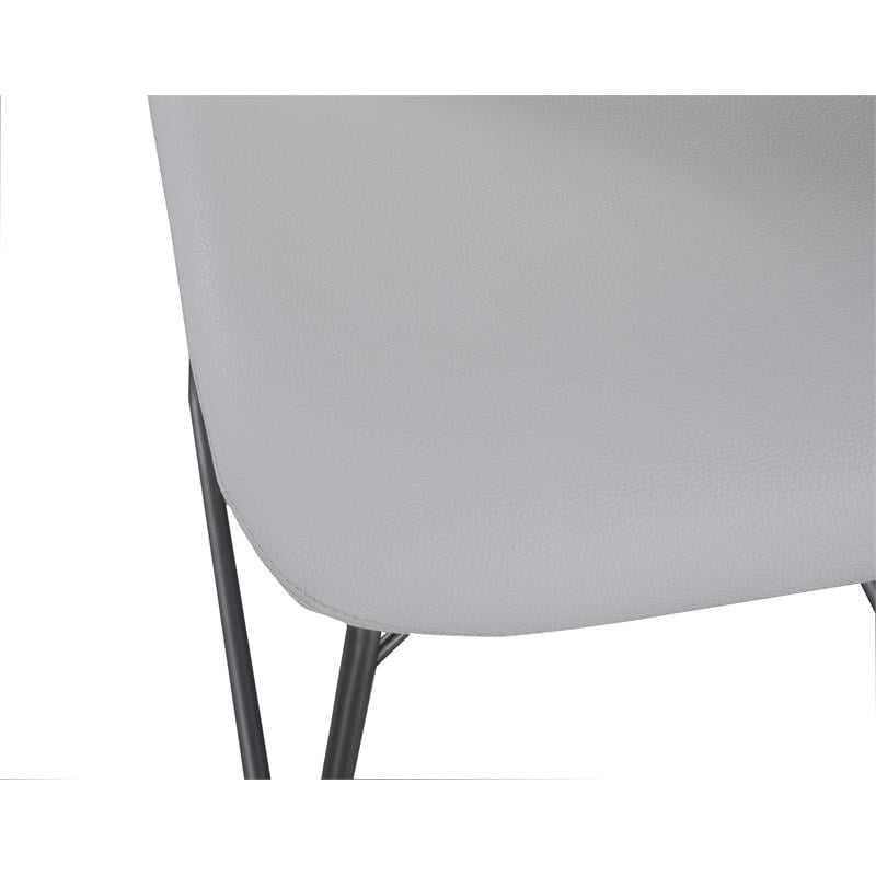 Milan Amy White Air Faux Leather Curved-Back Side Chair w/ Sled Base (Set of 2)