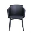 Milan Denis Matte Black Faux Leather Club Arm Chair w/ Memory Swivel (Set of 2)