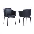 Milan Denis Matte Black Faux Leather Club Arm Chair w/ Memory Swivel (Set of 2)