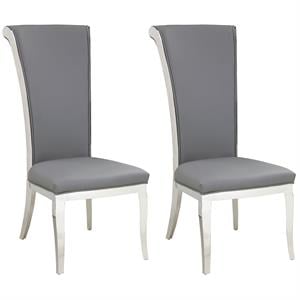 Milan Juliet Gray Faux Leather Tall Roll Back Side Chair (Set of 2)