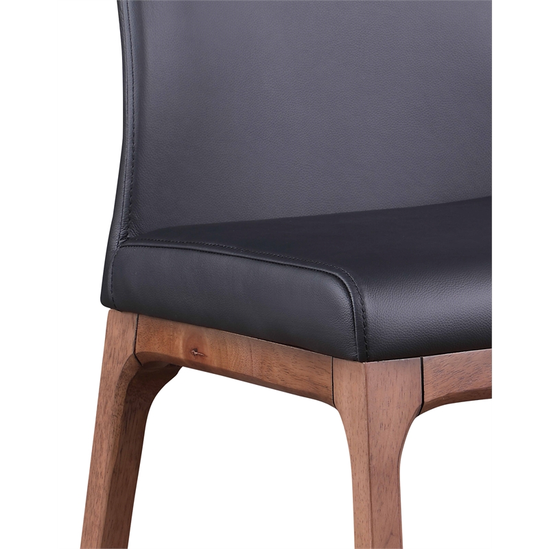Milan Rosa Walnut Veneer/Black PU Contour Back Chair w/ Wood Base (Set of 2)