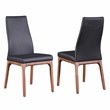 Milan Rosa Walnut Veneer/Black PU Contour Back Chair w/ Wood Base (Set of 2)