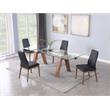 Milan Rosa Walnut Veneer/Black PU Contour Back Chair w/ Wood Base (Set of 2)