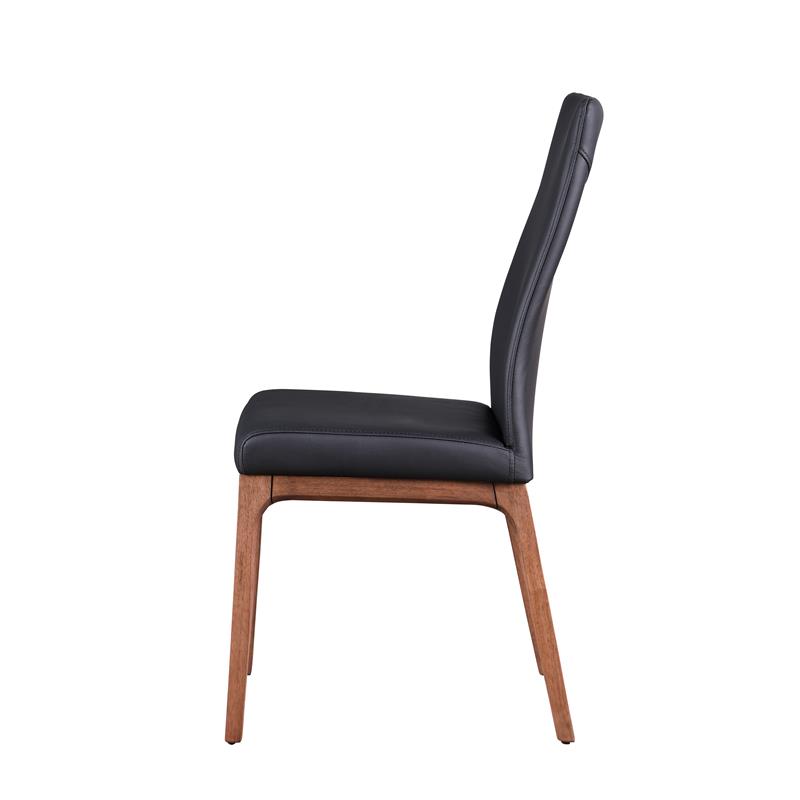 Milan Rosa Walnut Veneer/Black PU Contour Back Chair w/ Wood Base (Set of 2)
