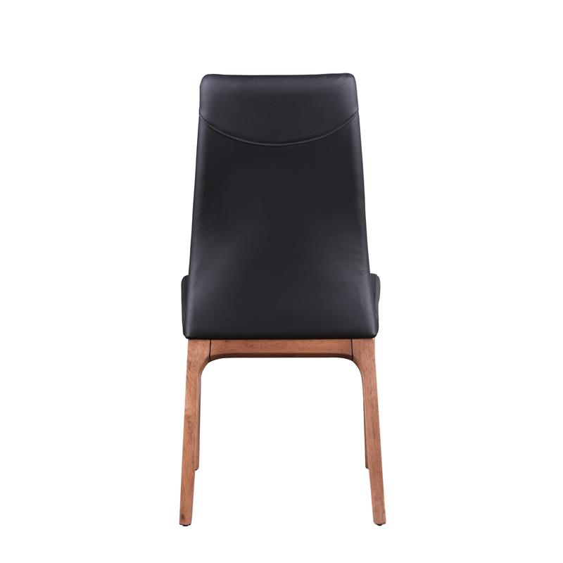 Milan Rosa Walnut Veneer/Black PU Contour Back Chair w/ Wood Base (Set of 2)
