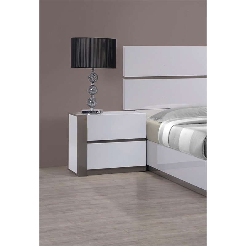 Milan Valencia Modern Gloss White & Grey 5-Piece King-Size Bedroom Set