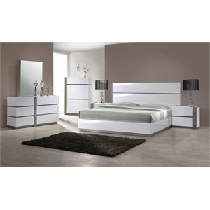 milan valencia modern gloss white & grey 5-piece bedroom set