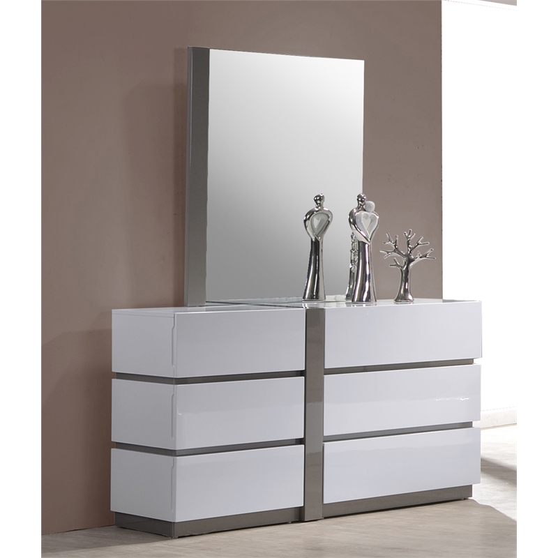 Milan Valencia Modern Gloss White & Grey 5-Piece King-Size Bedroom Set