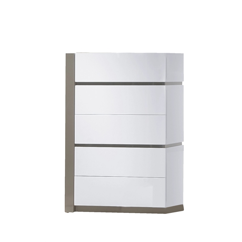Milan Valencia Modern Gloss White & Grey 5-Piece King-Size Bedroom Set