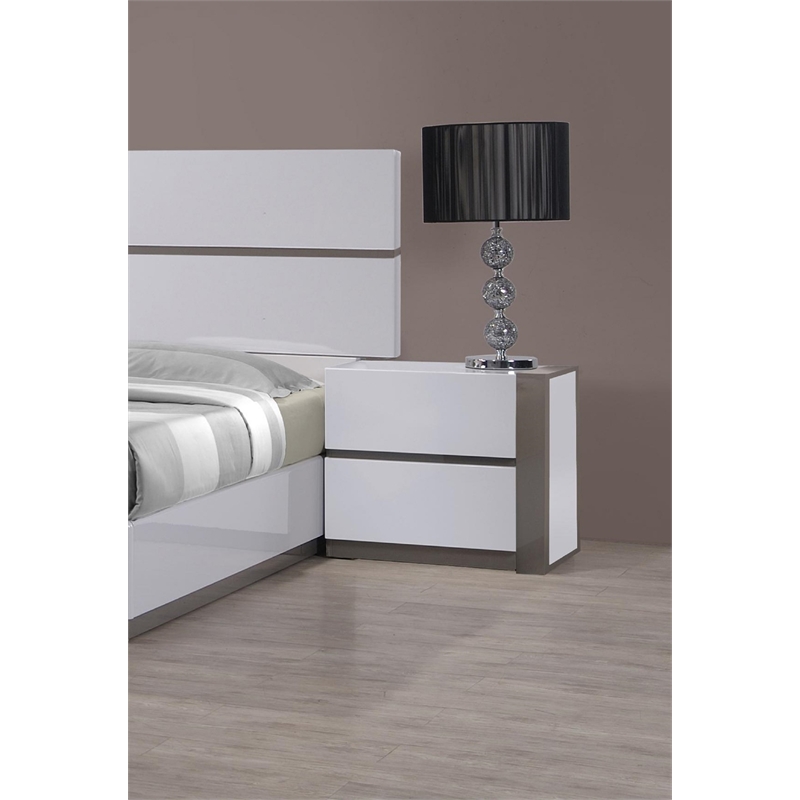 Milan Valencia Modern Gloss White & Grey 5-Piece King-Size Bedroom Set