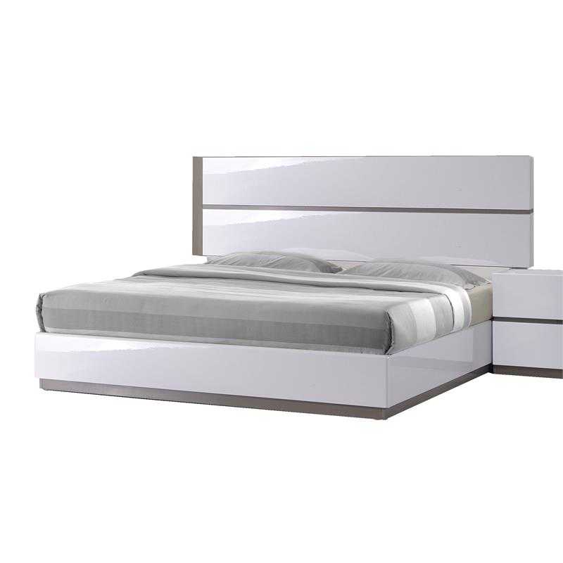 Milan Valencia Modern Gloss White & Grey 5-Piece King-Size Bedroom Set