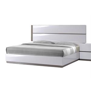 milan valencia modern gloss white & grey 5-piece queen-size bedroom set