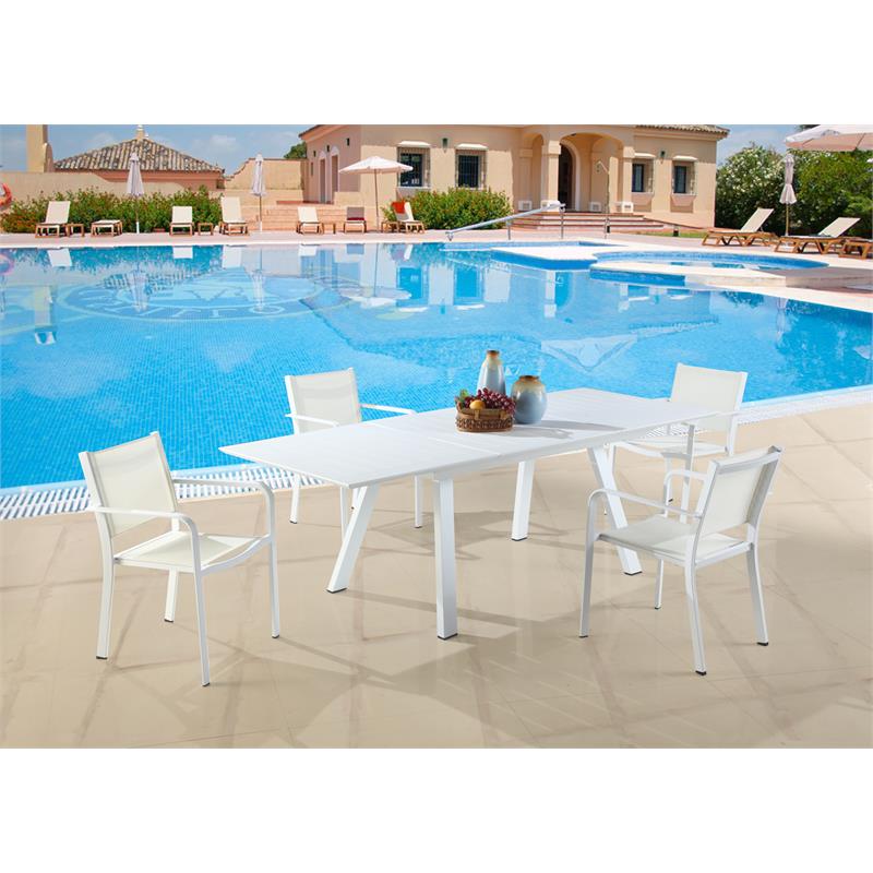 Milan Melbourne  Matte White UV Resistant Outdoor Extendable Table