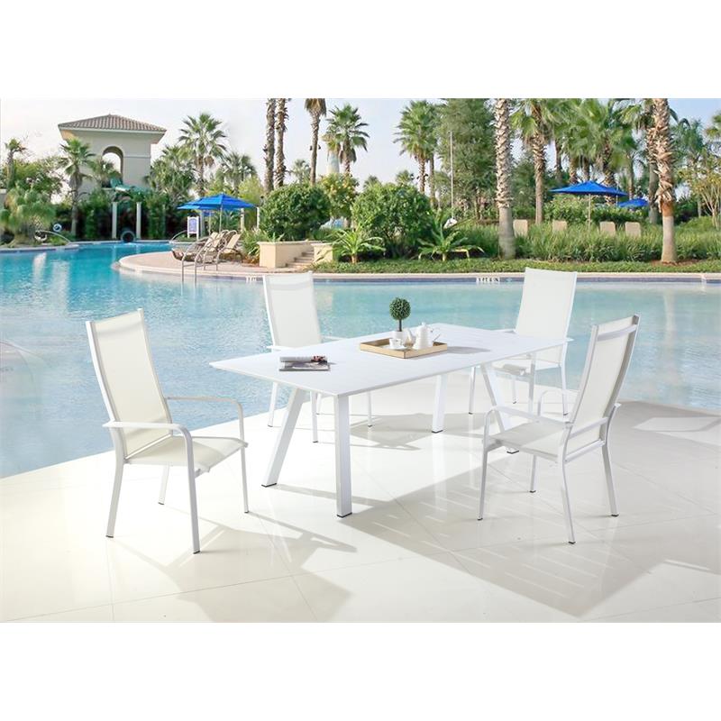 Milan Melbourne  Matte White UV Resistant Outdoor Extendable Table