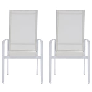 Milan Melbourne  Matte White High Back Outdoor Chair w/ Sling Seat (Set of 2)