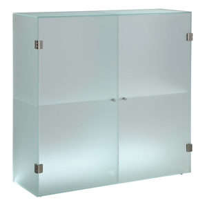 milan contemporary frosted glass cabinet with doors/shelves & led lights