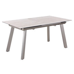milan emery beige marbleized ceramic dining table w/brushed stainless steel legs