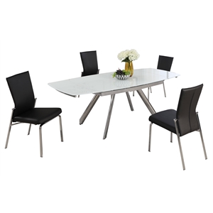 Milan Aliyana Starphire Glass 5-Piece Dining Set w/ Black Motion Back Chairs
