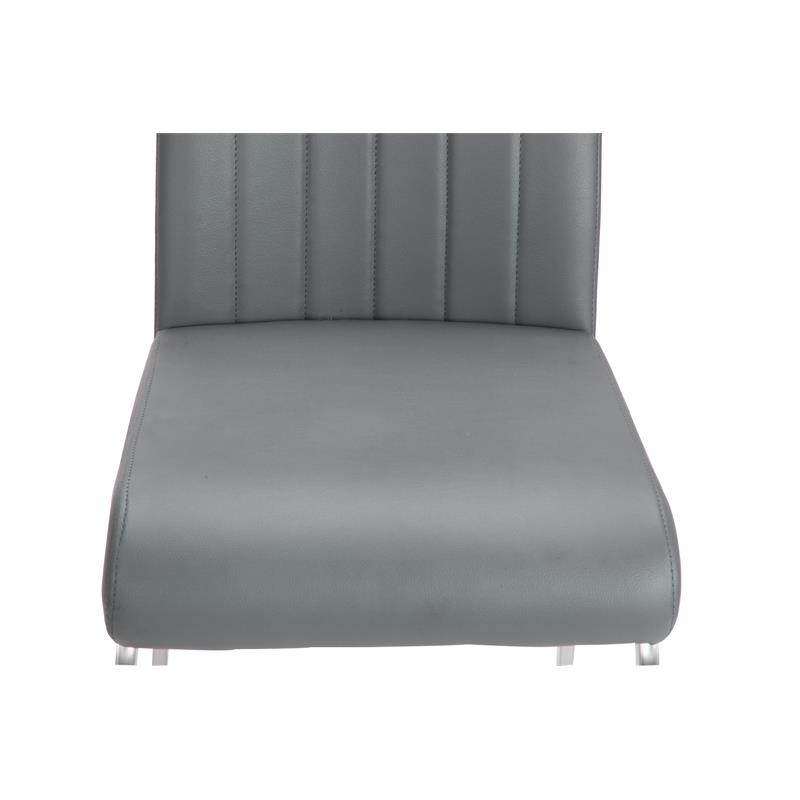 Milan Contemporary Welma Gray Faux Leather Channel-Back Side Chair (Set of 2)