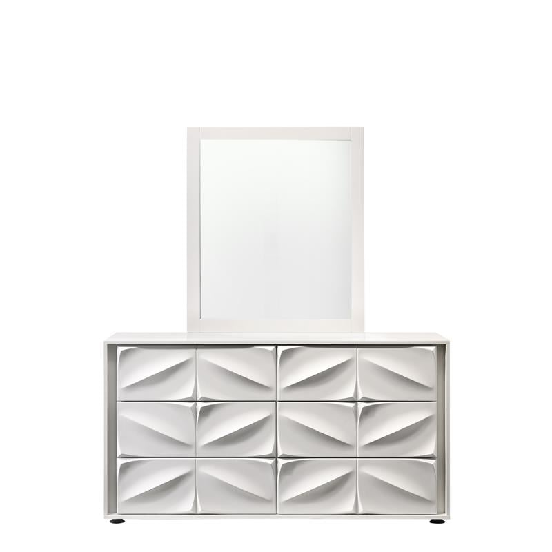 Milan Capri Collection Contemporary Matte White Rectangular Mirror