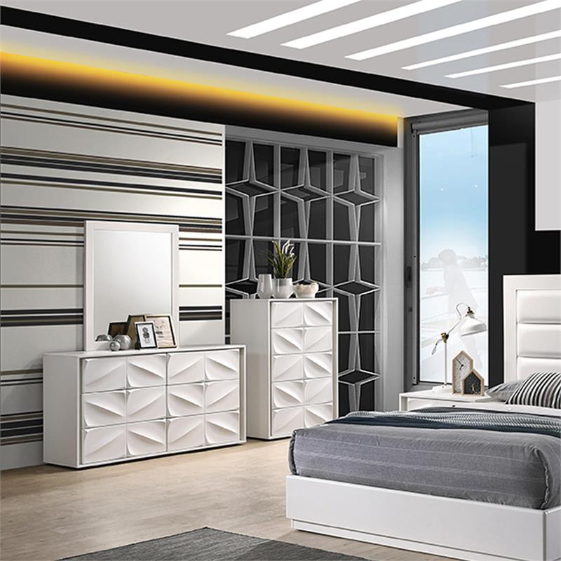 Milan Capri Collection Contemporary Matte White Rectangular Mirror