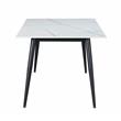 Milan Mariana White Ceramic Top Dining Table with Black Matte Metal Base