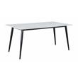 Milan Mariana White Ceramic Top Dining Table with Black Matte Metal Base