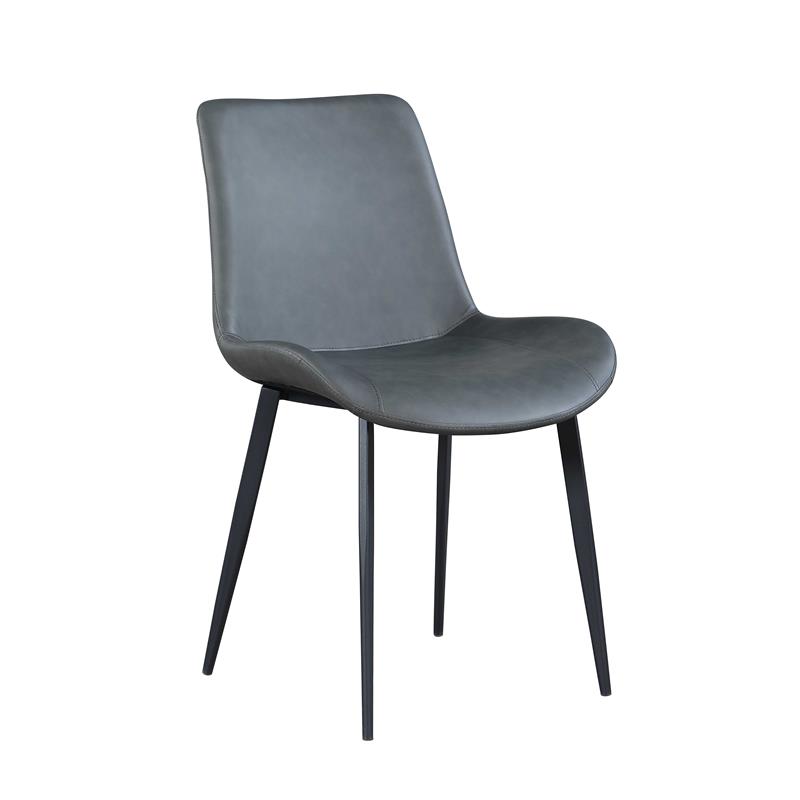 Milan Gray Faux Leather Curved Side Chair with Matte Black Legs - Set of 4