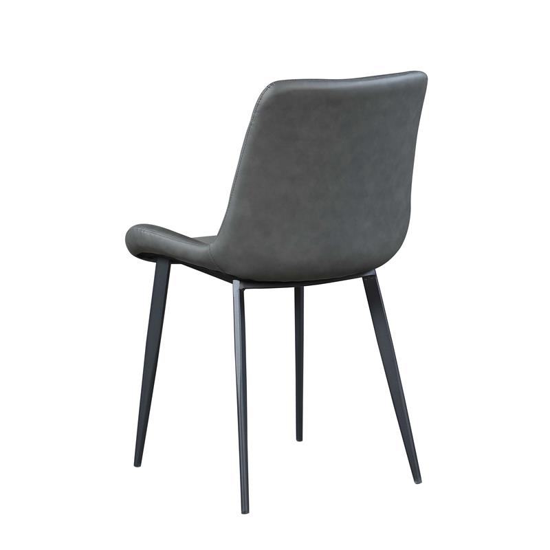 Milan Gray Faux Leather Curved Side Chair with Matte Black Legs - Set of 4