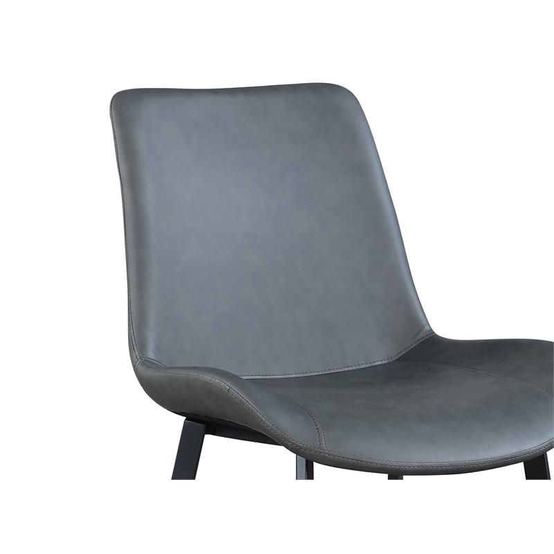Milan Gray Faux Leather Curved Side Chair with Matte Black Legs - Set of 4