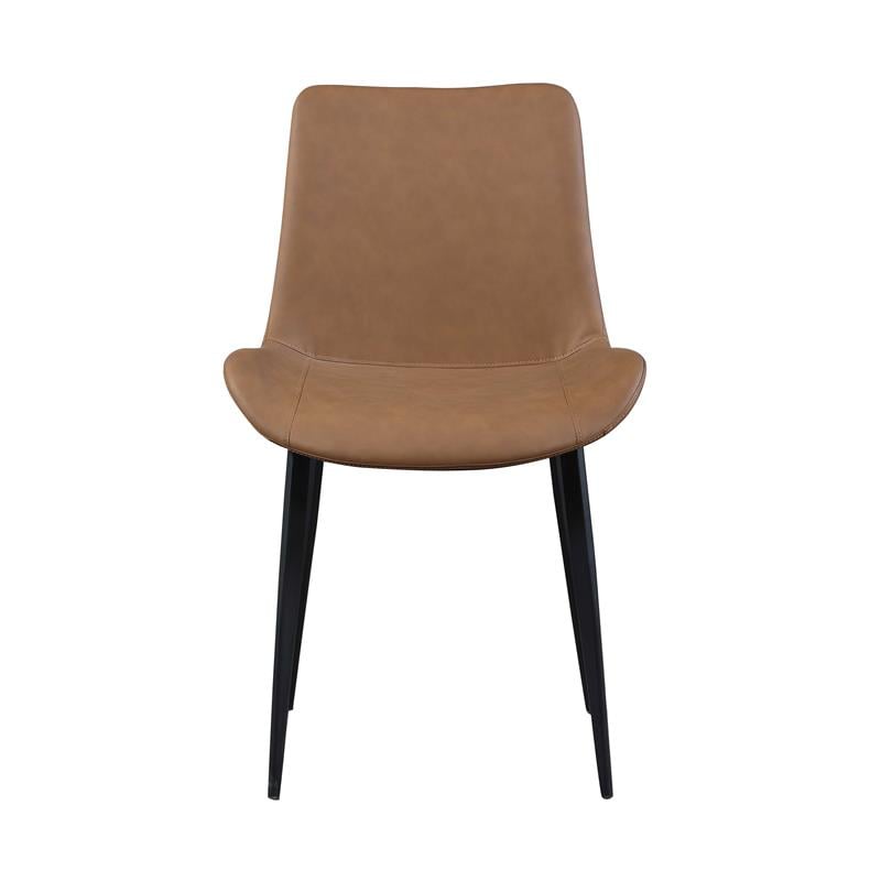 Milan Rust Faux Leather Curved Side Chair with Matte Black Legs - Set of 4