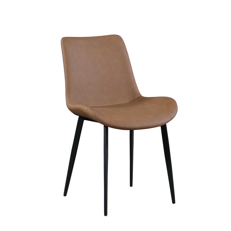 Milan Rust Faux Leather Curved Side Chair with Matte Black Legs - Set of 4