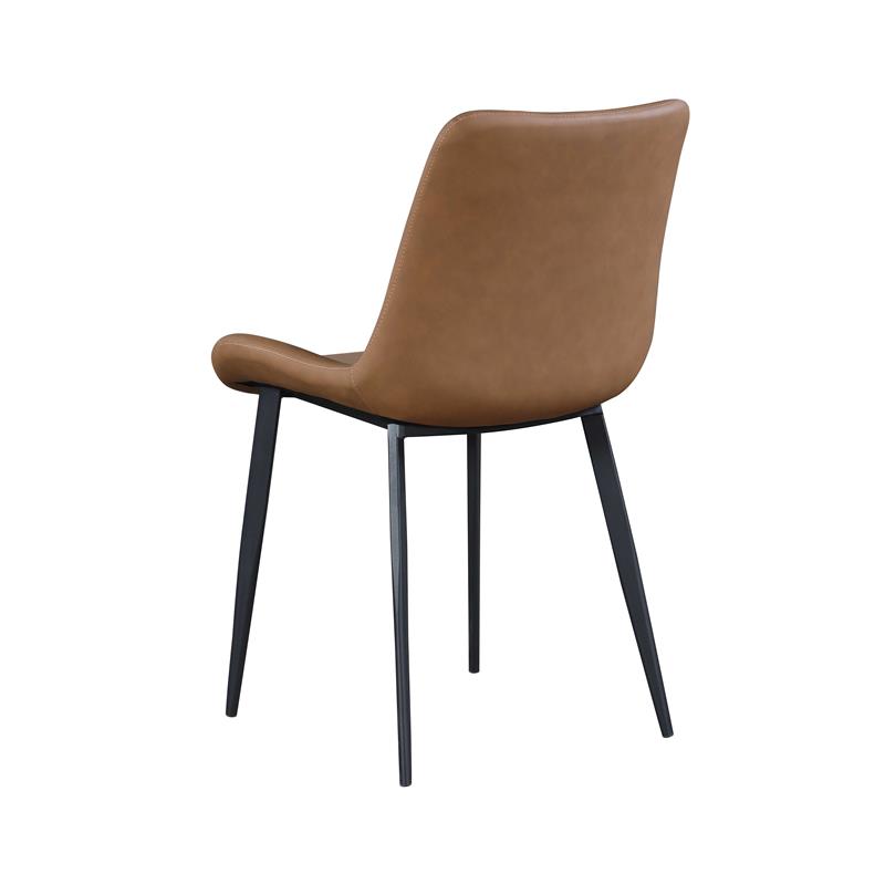 Milan Rust Faux Leather Curved Side Chair with Matte Black Legs - Set of 4