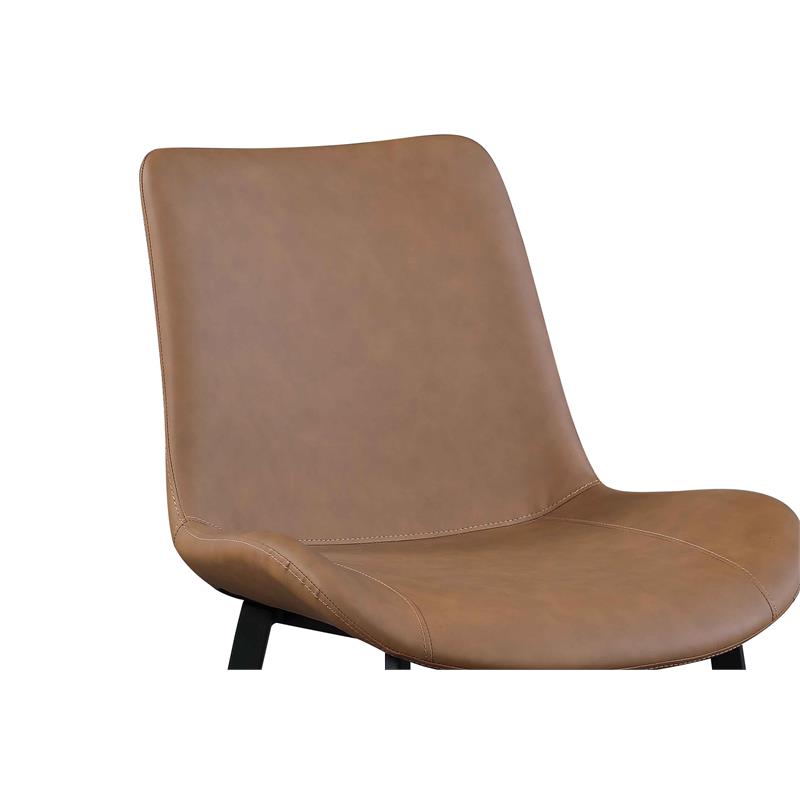 Milan Rust Faux Leather Curved Side Chair with Matte Black Legs - Set of 4