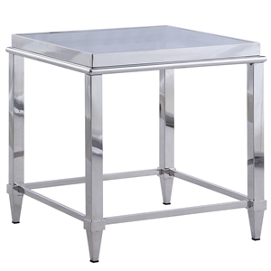 milan lamp table with smoked glass top & stainless steel trim