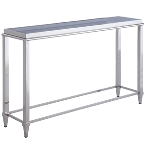 milan modern sofa table with smoked glass top & stainless steel 4-legged base